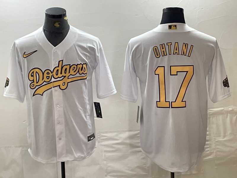 Mens Los Angeles Dodgers #17 Shohei Ohtani White 2022 All Star Stitched Cool Base Nike Jersey